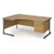 Contract 25 left hand ergonomic desk with 2 drawer pedestal and graphite cantilever leg 1800mm - oak top