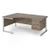 Contract 25 left hand ergonomic desk with 2 drawer pedestal and silver cantilever leg 1800mm - nebraska oak top