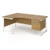 Contract 25 left hand ergonomic desk with 2 drawer pedestal and white cantilever leg 1800mm - oak top