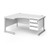 Contract 25 left hand ergonomic desk with 3 drawer pedestal and silver cantilever leg 1600mm - white top