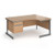 Contract 25 right hand ergonomic desk with 2 drawer pedestal and graphite cantilever leg 1600mm - beech top