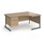 Contract 25 right hand ergonomic desk with 2 drawer pedestal and graphite cantilever leg 1600mm - kendal oak top
