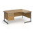 Contract 25 right hand ergonomic desk with 2 drawer pedestal and graphite cantilever leg 1600mm - oak top