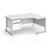 Contract 25 right hand ergonomic desk with 2 drawer pedestal and silver cantilever leg 1600mm - white top
