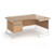 Contract 25 right hand ergonomic desk with 2 drawer pedestal and white cantilever leg 1600mm - beech top