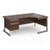 Contract 25 right hand ergonomic desk with 2 drawer pedestal and graphite cantilever leg 1800mm - walnut top