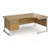 Contract 25 right hand ergonomic desk with 2 drawer pedestal and silver cantilever leg 1800mm - oak top