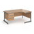 Contract 25 right hand ergonomic desk with 3 drawer pedestal and graphite cantilever leg 1600mm - beech top