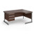 Contract 25 right hand ergonomic desk with 3 drawer pedestal and graphite cantilever leg 1600mm - walnut top