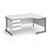 Contract 25 right hand ergonomic desk with 3 drawer pedestal and graphite cantilever leg 1600mm - white top