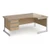 Contract 25 right hand ergonomic desk with 3 drawer pedestal and silver cantilever leg 1800mm - kendal oak top