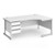 Contract 25 right hand ergonomic desk with 3 drawer pedestal and silver cantilever leg 1800mm - white top