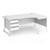 Contract 25 right hand ergonomic desk with 3 drawer pedestal and white cantilever leg 1800mm - white top