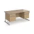Contract 25 straight desk with 2 and 2 drawer pedestals and silver cantilever leg 1600mm x 800mm - kendal oak top