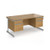 Contract 25 straight desk with 2 and 2 drawer pedestals and silver cantilever leg 1600mm x 800mm - oak top