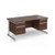 Contract 25 straight desk with 2 and 2 drawer pedestals and silver cantilever leg 1600mm x 800mm - walnut top