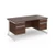 Contract 25 straight desk with 2 and 2 drawer pedestals and white cantilever leg 1600mm x 800mm - walnut top