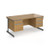 Contract 25 straight desk with 2 and 3 drawer pedestals and graphite cantilever leg 1600mm x 800mm - oak top