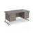 Contract 25 straight desk with 2 and 3 drawer pedestals and silver cantilever leg 1600mm x 800mm - grey oak top