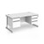 Contract 25 straight desk with 2 and 3 drawer pedestals and silver cantilever leg 1600mm x 800mm - white top