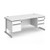 Contract 25 straight desk with 2 and 3 drawer pedestals and silver cantilever leg 1800mm x 800mm - white top