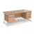 Contract 25 straight desk with 2 and 3 drawer pedestals and white cantilever leg 1800mm x 800mm - beech top