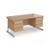 Contract 25 straight desk with 3 and 3 drawer pedestals and silver cantilever leg 1600mm x 800mm - beech top