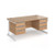 Contract 25 straight desk with 3 and 3 drawer pedestals and white cantilever leg 1600mm x 800mm - beech top