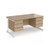 Contract 25 straight desk with 3 and 3 drawer pedestals and white cantilever leg 1600mm x 800mm - kendal oak top