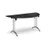 Semi circular folding leg table with chrome legs and curved foot rails 1600mm x 800mm - Black