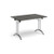 Rectangular folding leg table with chrome legs and curved foot rails 1200mm x 800mm - Onyx Grey