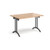 Rectangular folding leg table with black legs and curved foot rails 1200mm x 800mm - beech
