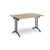 Rectangular folding leg table with black legs and curved foot rails 1200mm x 800mm - Kendal Oak