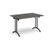 Rectangular folding leg table with black legs and curved foot rails 1200mm x 800mm - Onyx Grey