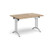 Rectangular folding leg table with silver legs and curved foot rails 1200mm x 800mm - Kendal Oak