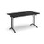 Rectangular folding leg table with black legs and curved foot rails 1400mm x 800mm - Black