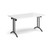 Rectangular folding leg table with black legs and curved foot rails 1400mm x 800mm - white