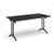 Rectangular folding leg table with black legs and curved foot rails 1600mm x 800mm - Black