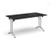 Rectangular folding leg table with silver legs and curved foot rails 1600mm x 800mm - Black