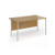 Contract 25 straight desk with silver H-Frame leg 1400mm x 800mm - oak top