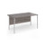 Contract 25 straight desk with white H-Frame leg 1400mm x 800mm - grey oak top