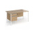 Contract 25 straight desk with 2 drawer pedestal and white H-Frame leg 1400mm x 800mm - Nebraska Oak Top