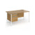 Contract 25 straight desk with 2 drawer pedestal and white H-Frame leg 1400mm x 800mm - oak top