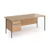 Contract 25 straight desk with 2 drawer pedestal and graphite H-Frame leg 1800mm x 800mm - beech top