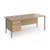 Contract 25 straight desk with 2 drawer pedestal and graphite H-Frame leg 1800mm x 800mm - kendal oak top