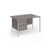 Contract 25 straight desk with 3 drawer pedestal and white H-Frame leg 1200mm x 800mm - grey oak top