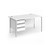 Contract 25 straight desk with 3 drawer pedestal and silver H-Frame leg 1400mm x 800mm - white top