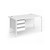 Contract 25 straight desk with 3 drawer pedestal and white H-Frame leg 1400mm x 800mm - white top