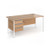 Contract 25 straight desk with 3 drawer pedestal and white H-Frame leg 1600mm x 800mm - beech top