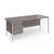 Contract 25 straight desk with 3 drawer pedestal and white H-Frame leg 1800mm x 800mm - grey oak top